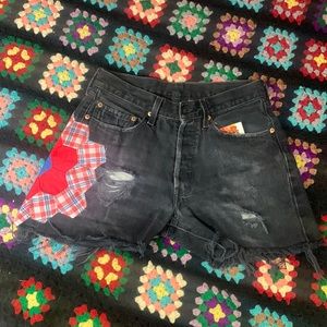 Vintage button fly quilt shorts